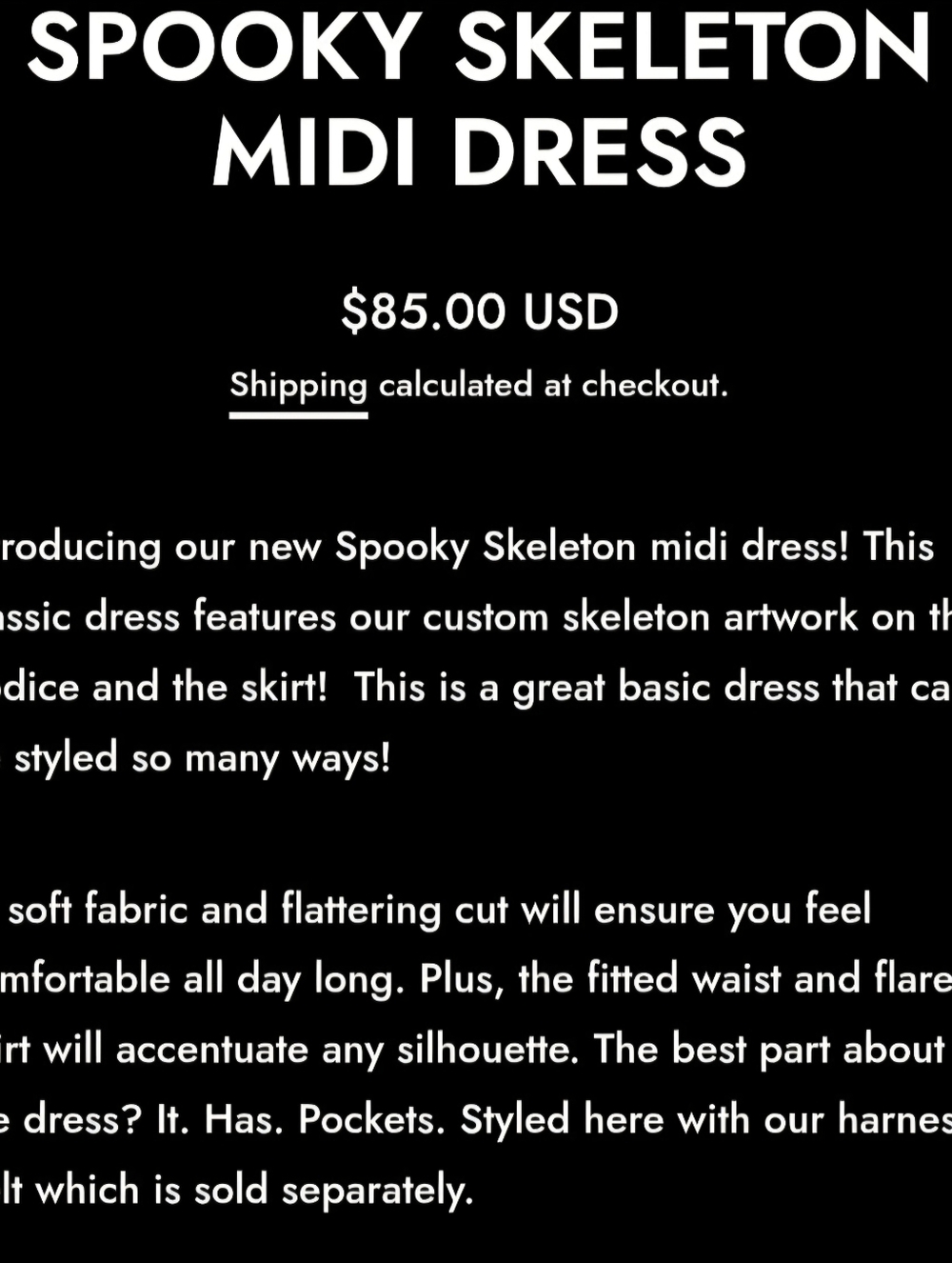 The Oblong Box Shop Skeleton Print Long Sleeve Midi Dress - Picture 8 of 8